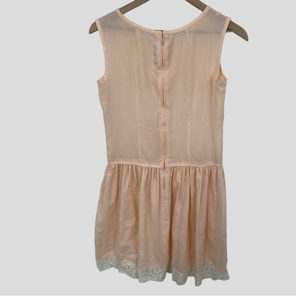 Vintage 60s Gay Gibson Pale Pink Lightweight Lace Trim Dress with Bows - Picture 5 of 7